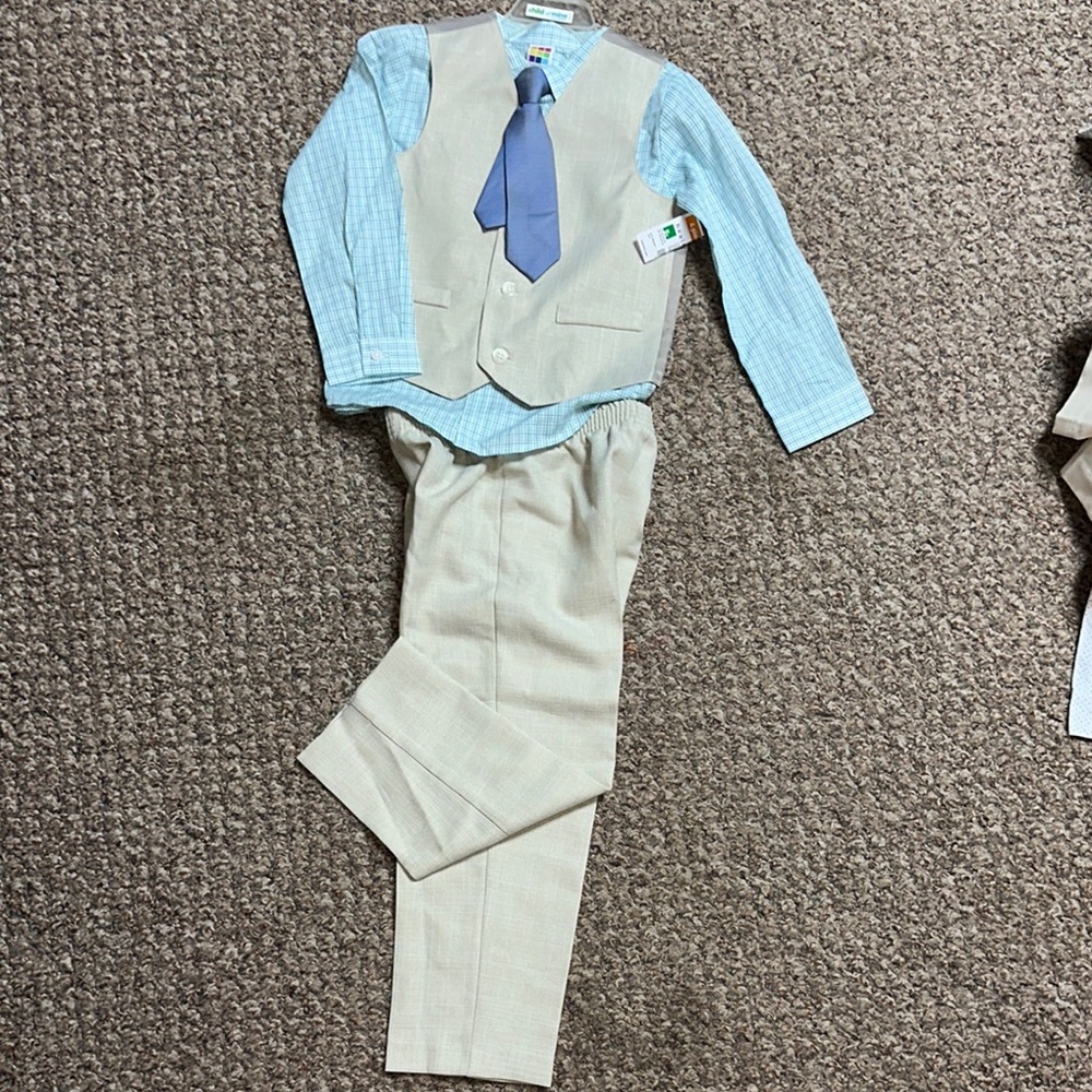 Healthtex Beige and Blue Boys' Suit Set